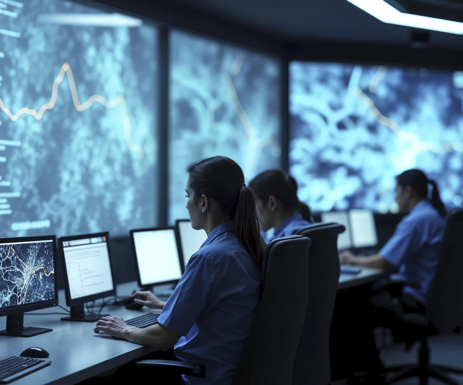 Operatori al lavoro in una control room